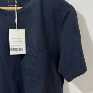 NWT Everlane Tshirt Premium Weight Pocket Tee Navy S 100% organic cotton Unisex